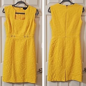 Tahari Arthur S Levine Yellow Office Wear Business Casual Meeting Midi Dress